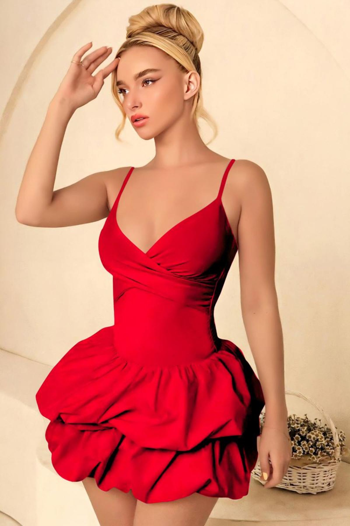 Özel Tasarım Mini Gece Kıyafeti Kırmızı