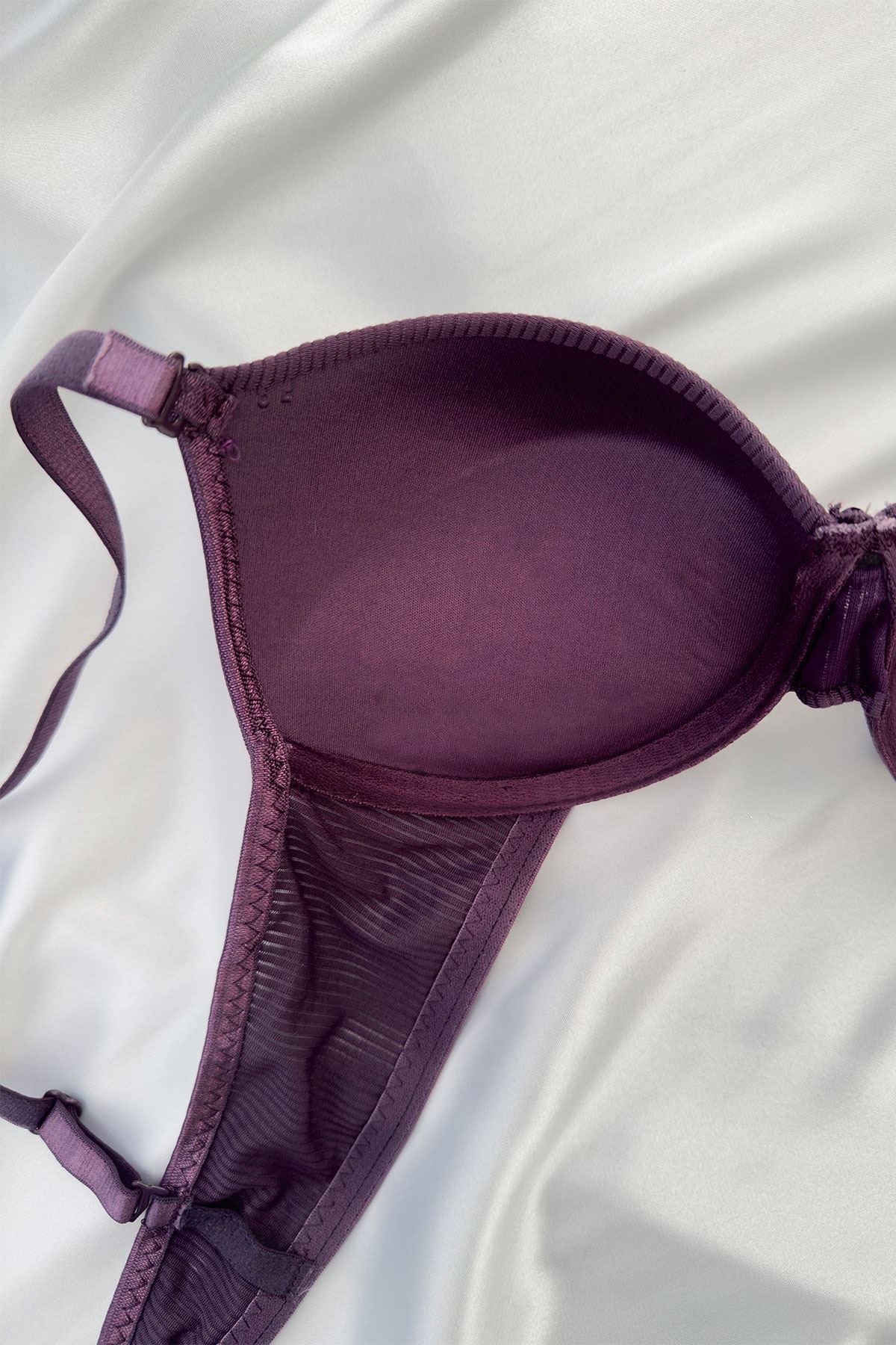 Destekli Çizgili Sütyen Takım Mor