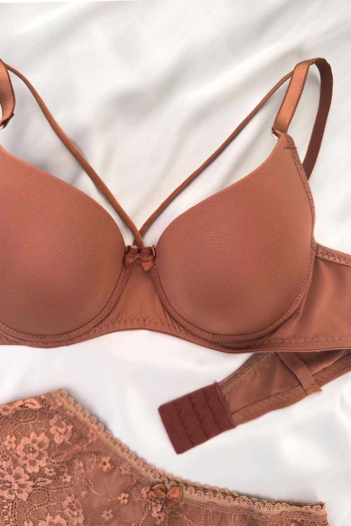 Yarım Destekli İpli Sütyen Takım Bakır