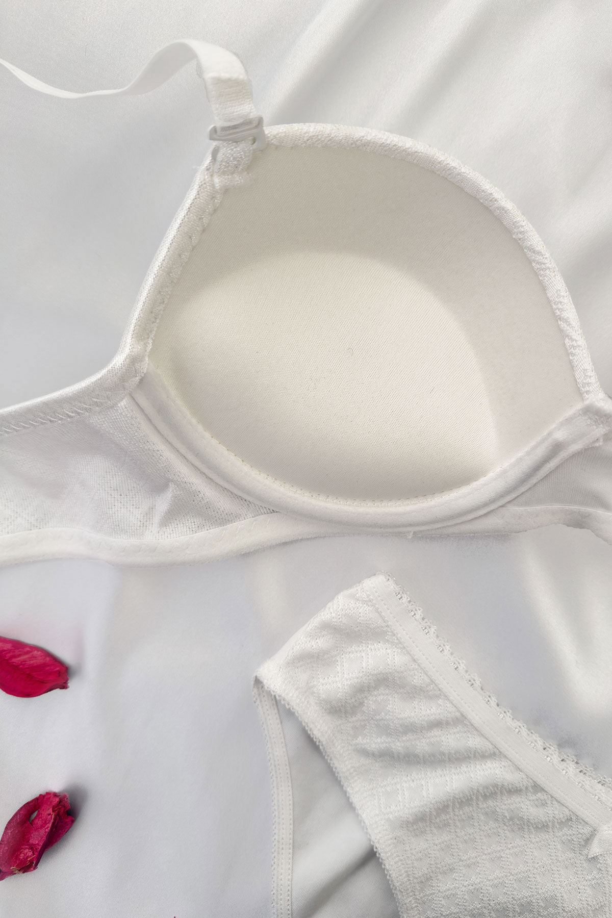 Destekli Jakar Desenli Sütyen Takım Ekru