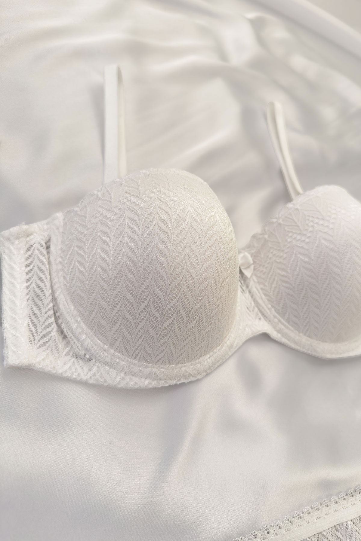 Destekli Straplez Sütyen Takım Ekru