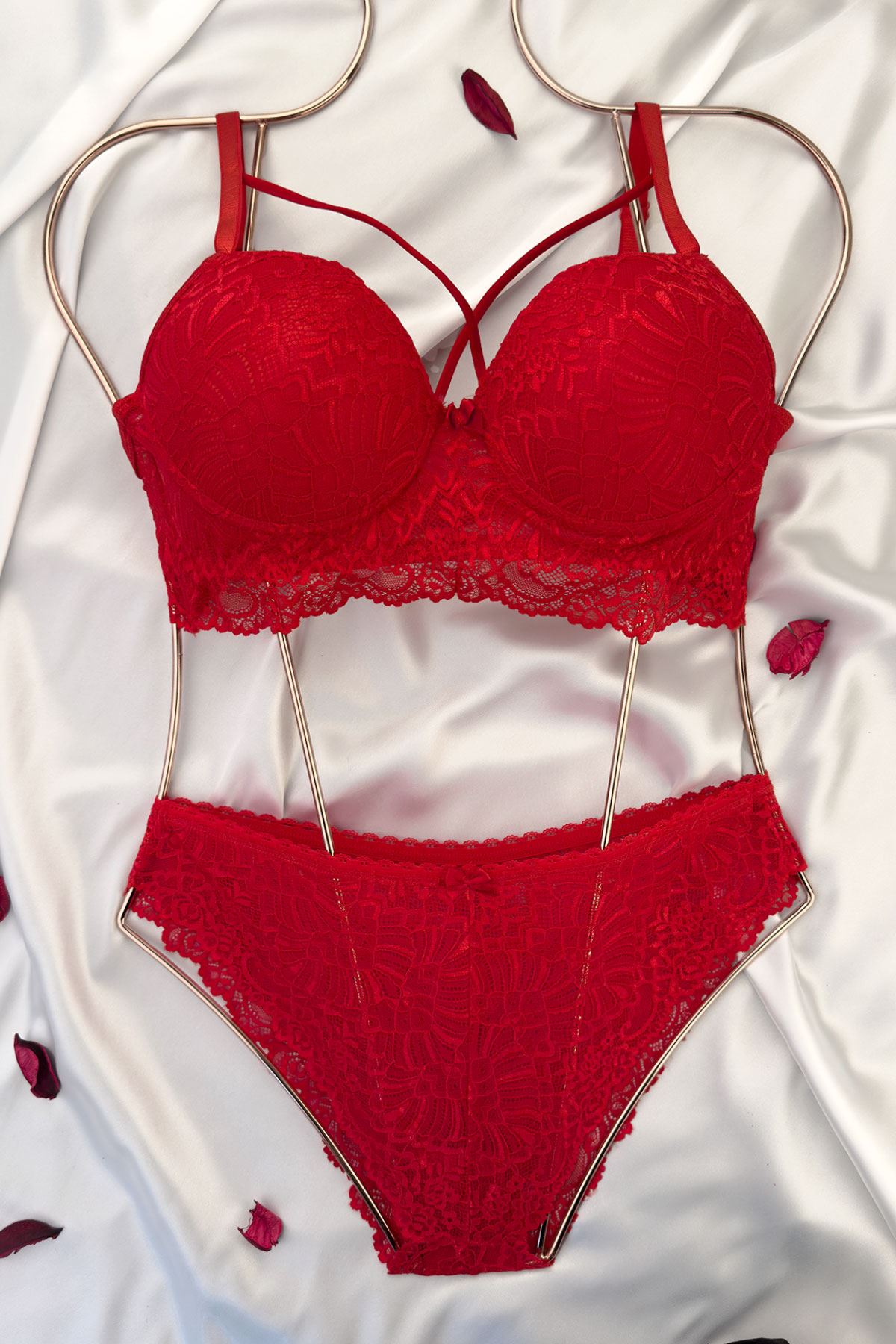 Destekli Bralet Sütyen Takım Kırmızı