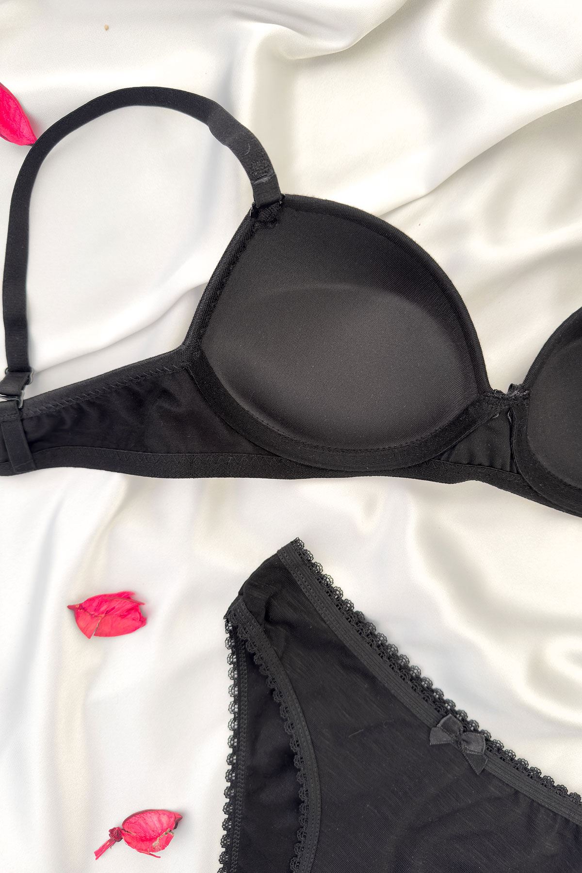 Destekli Bambu Sütyen Takım Siyah