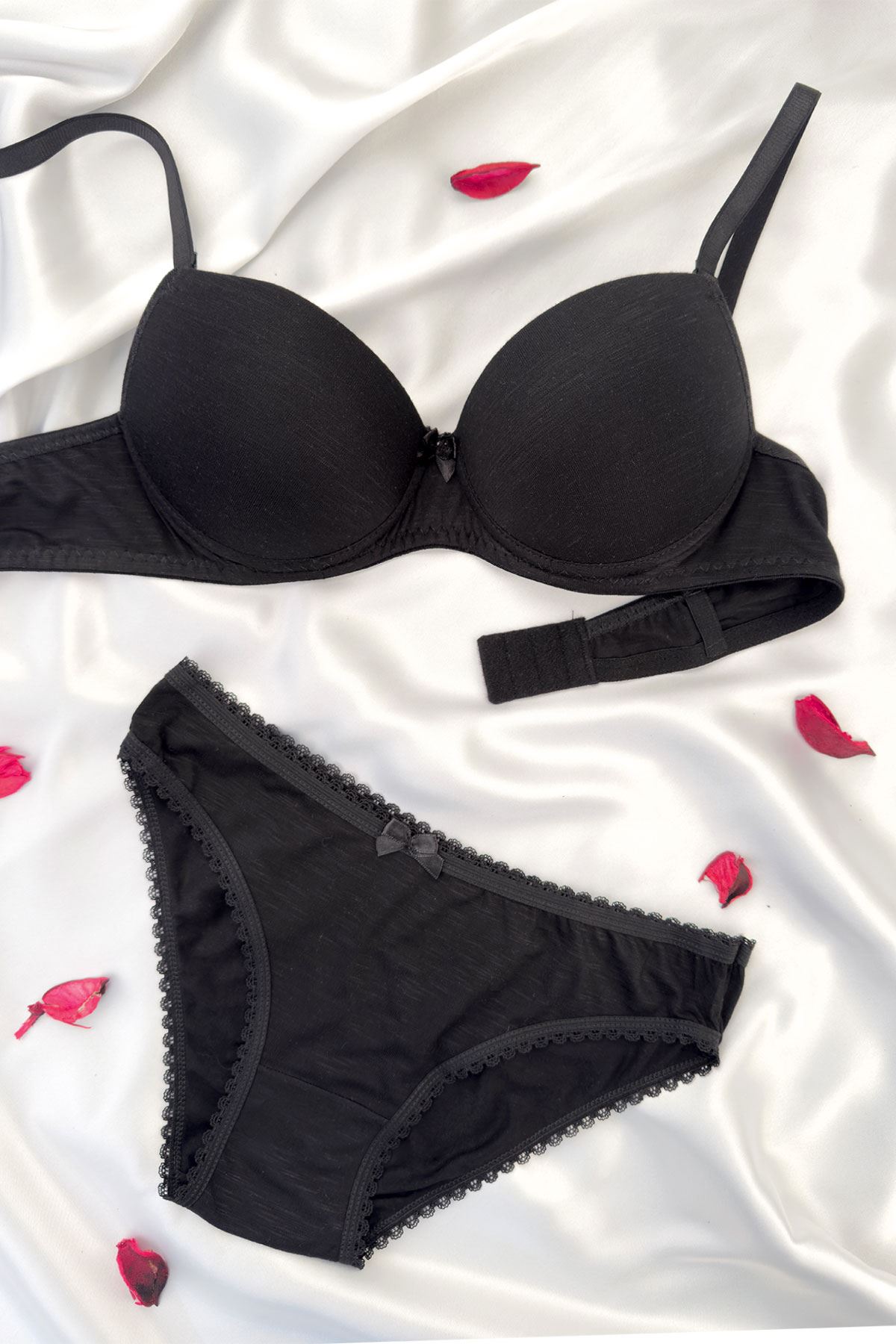 Destekli Bambu Sütyen Takım Siyah