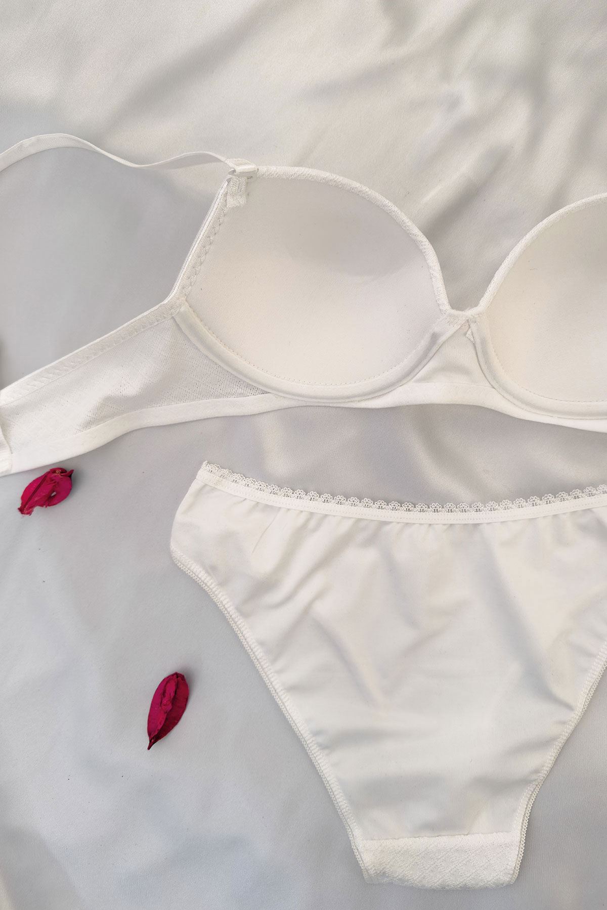 Desteksiz Jakar Desenli Sütyen Takım Ekru