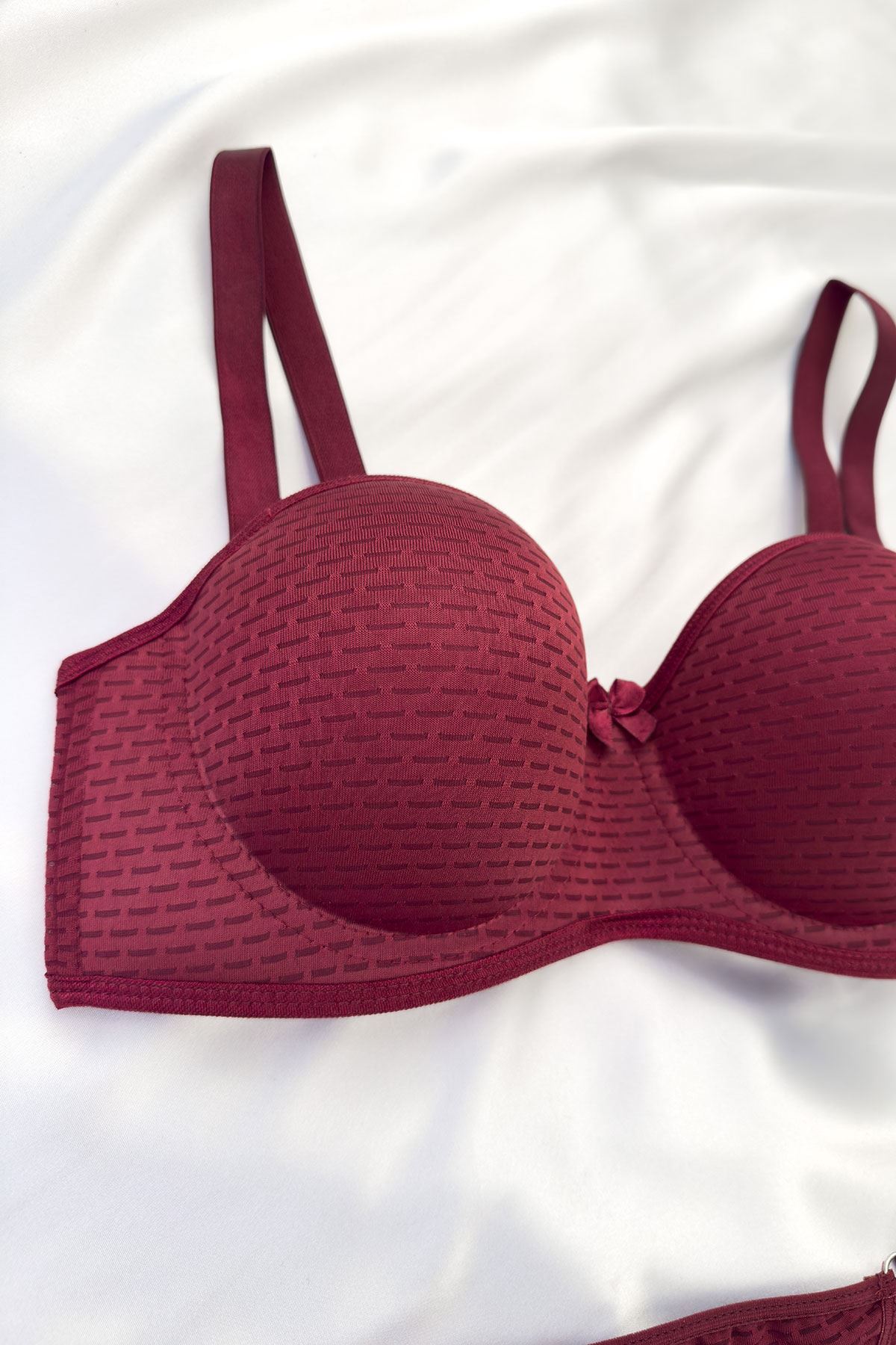 Desteksiz Yekpare Sütyen Takım Bordo