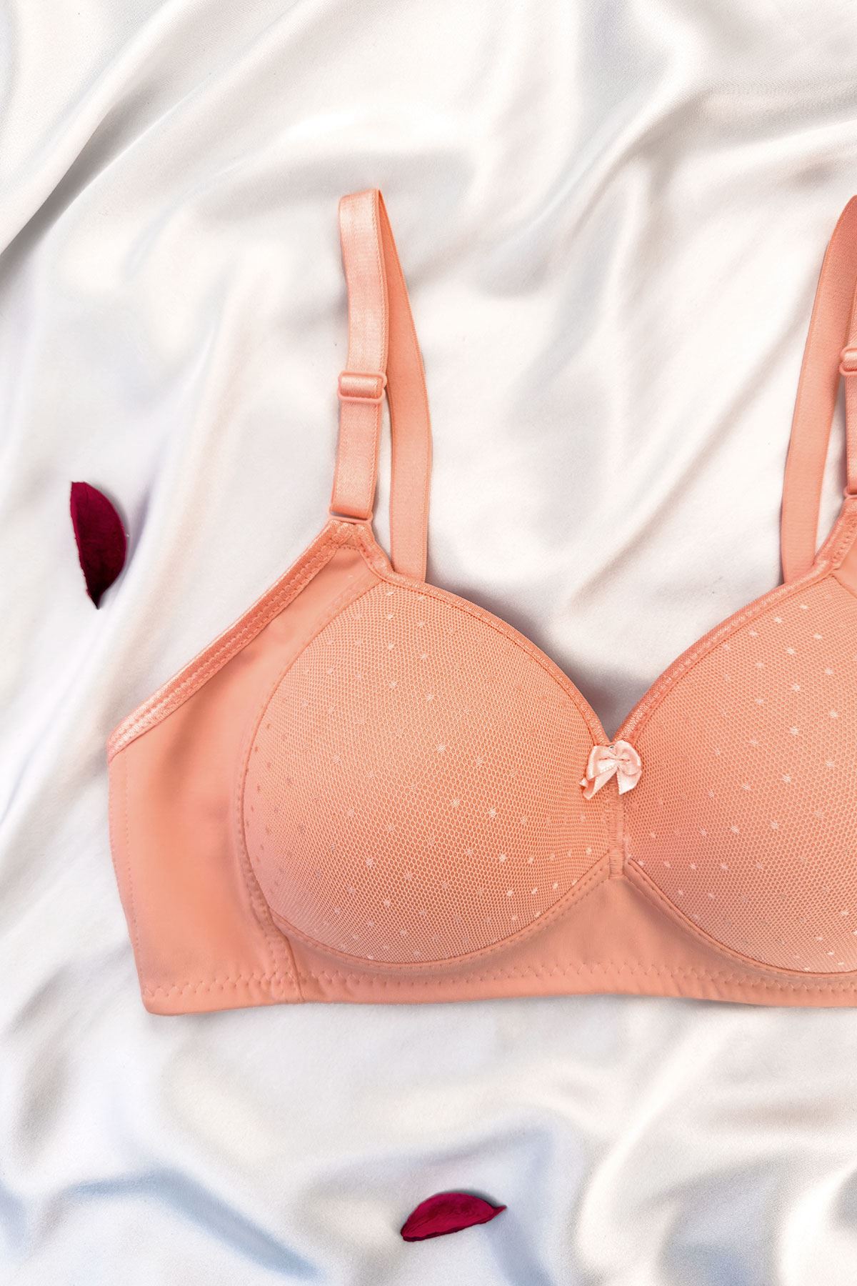 Desteksiz Puantiyeli Sütyen Somon