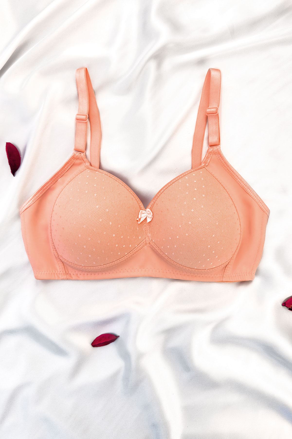 Desteksiz Puantiyeli Sütyen Somon