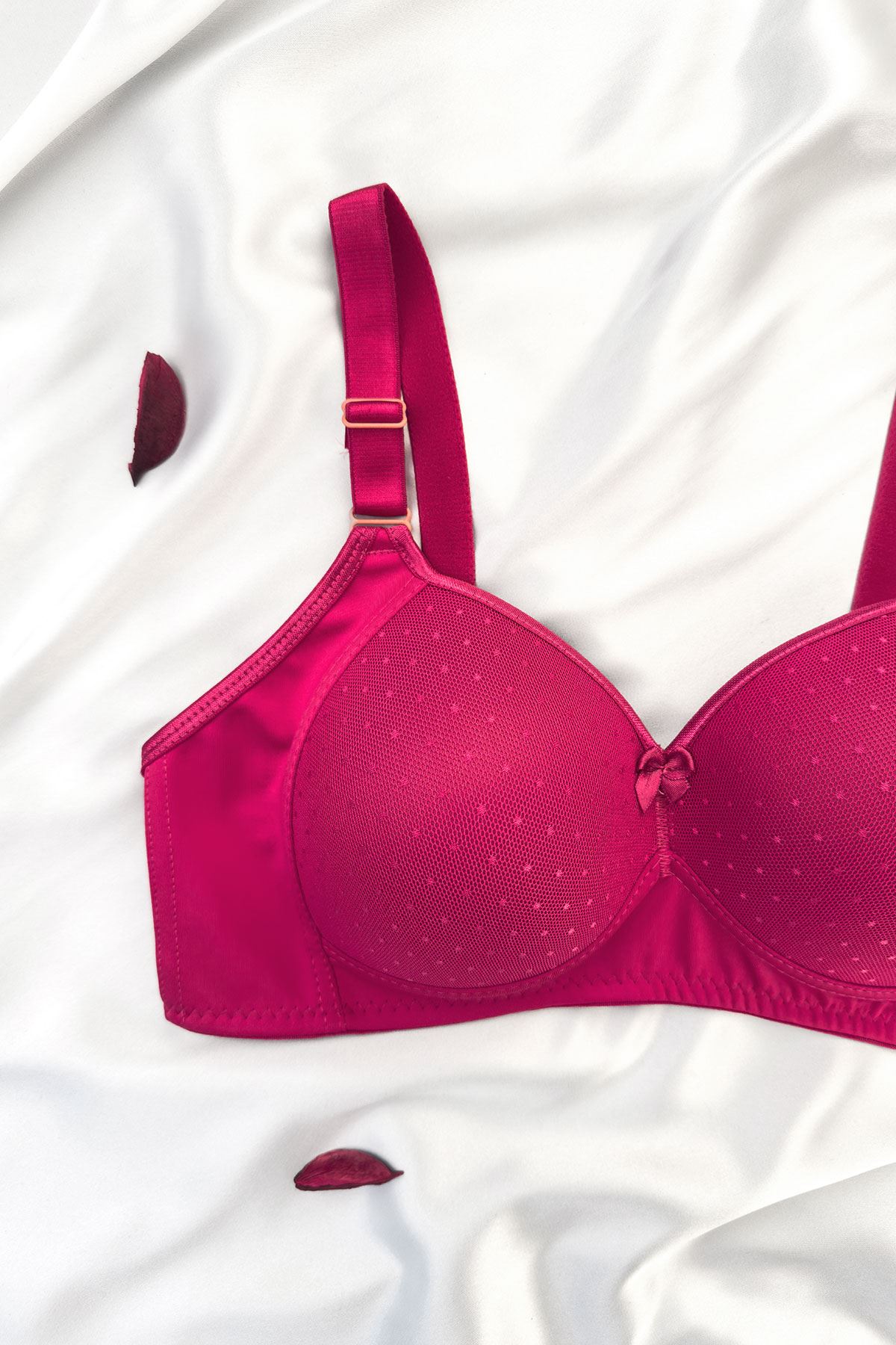 Desteksiz Puantiyeli Sütyen Vişne