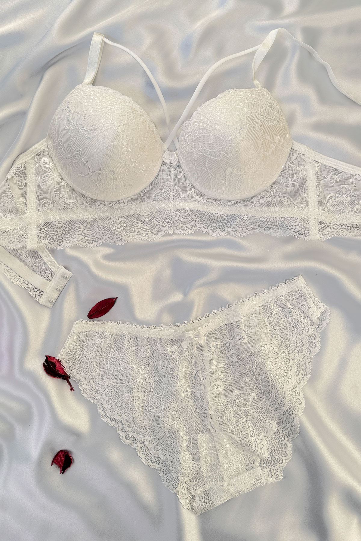 Desteksiz Bralet Sütyen Takım Ekru