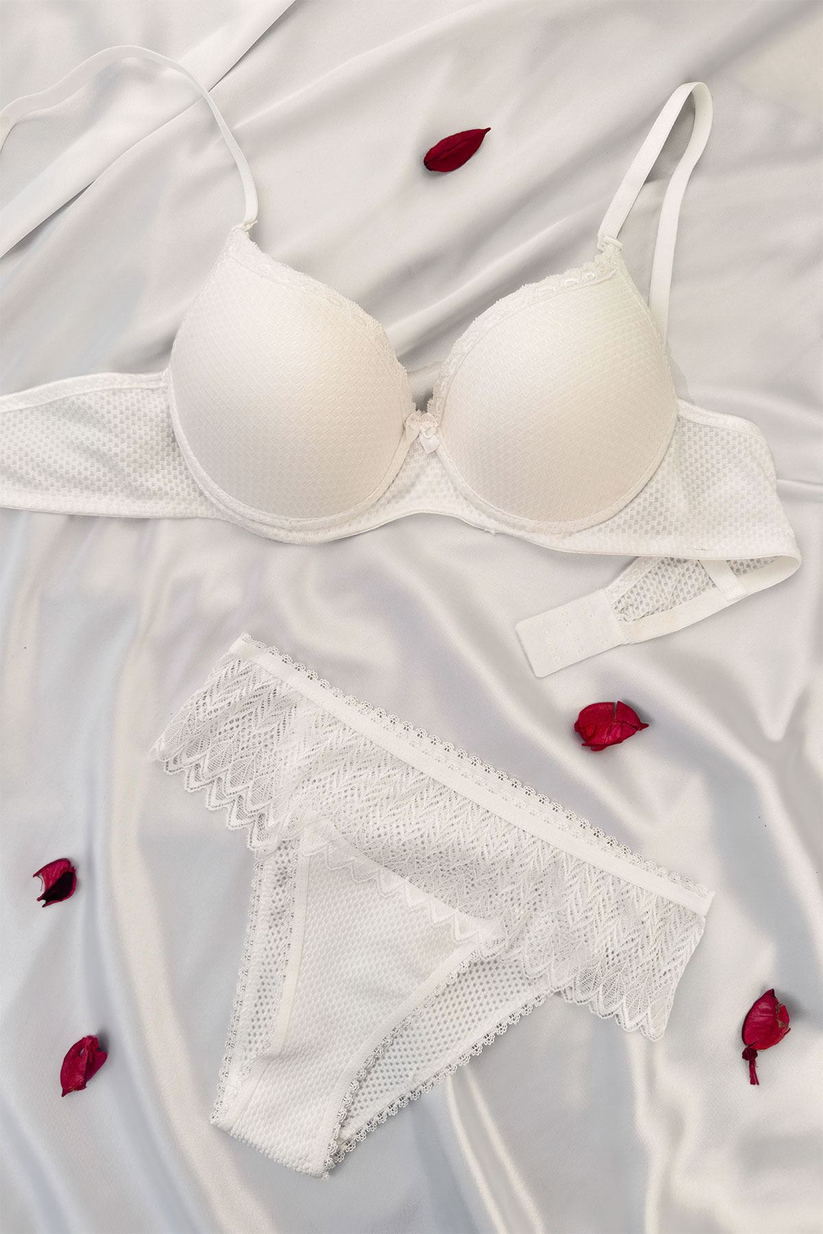 Desteksiz Jakarlı Sütyen Takım Ekru