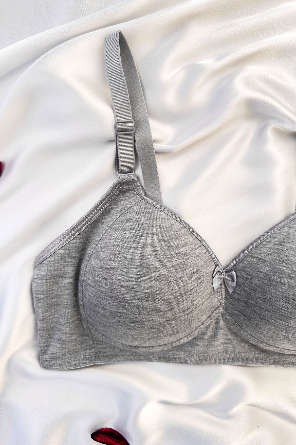 Desteksiz Silikonlu Sütyen Gri