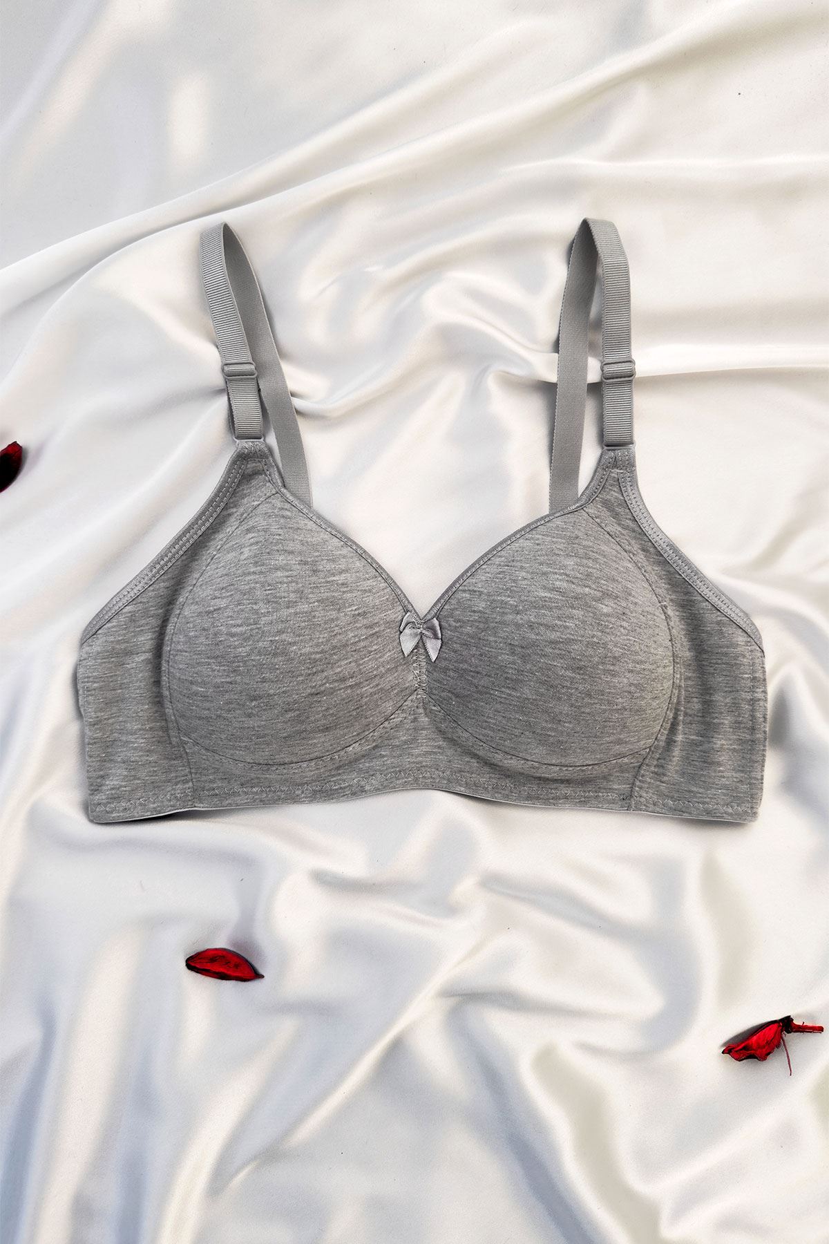 Desteksiz Silikonlu Sütyen Gri