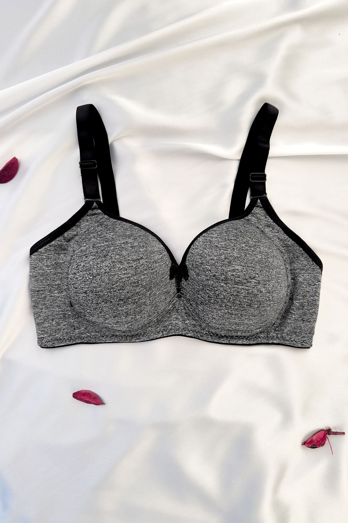 Desteksiz Silikonlu Sütyen Koyu Gri