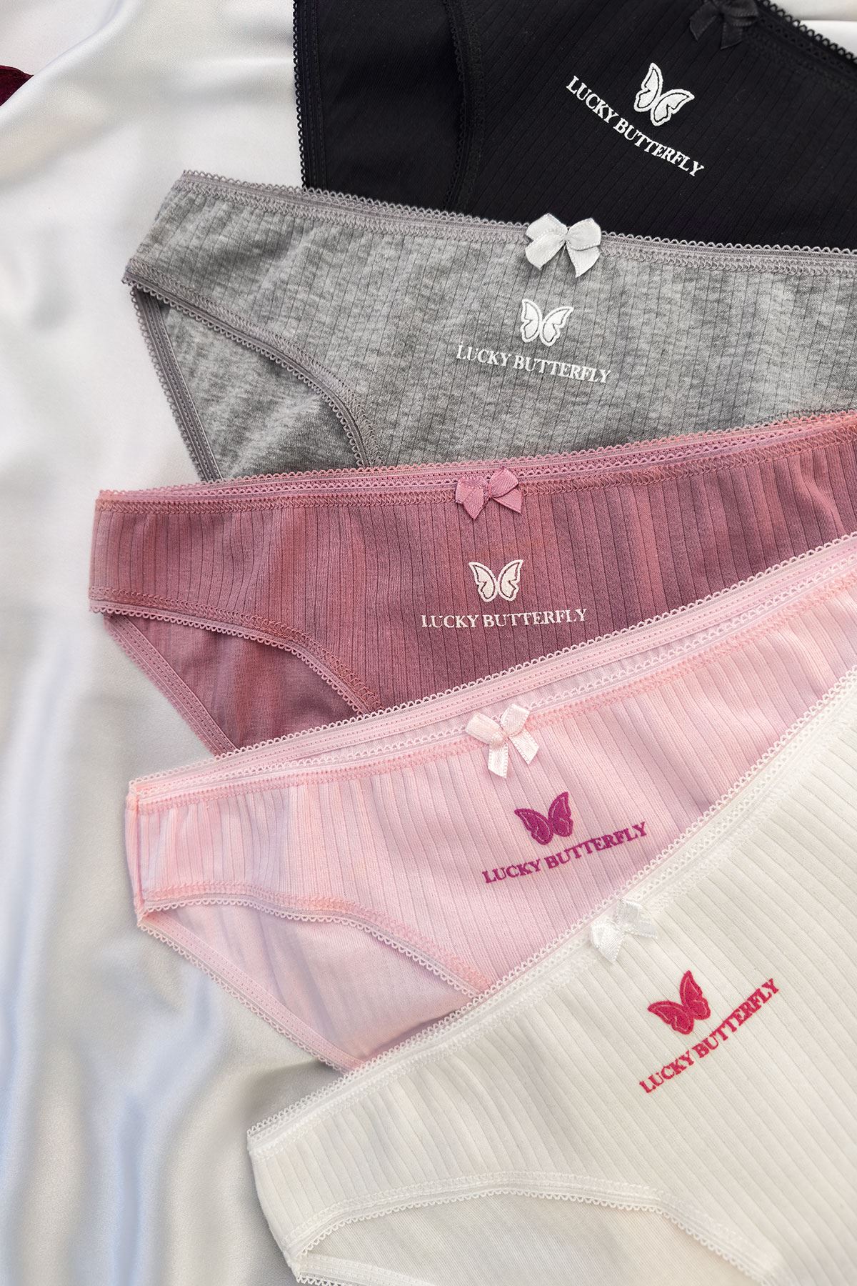 5'li Fitilli Baskılı Bikini Külot Set