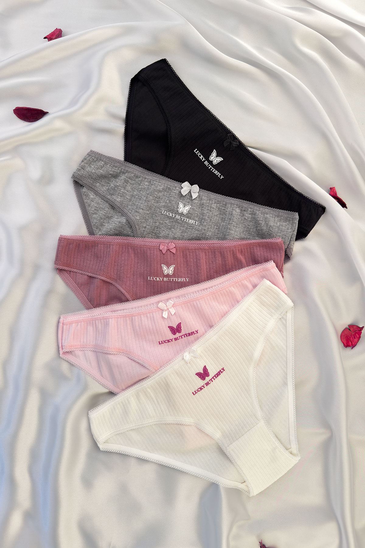 5'li Fitilli Baskılı Bikini Külot Set