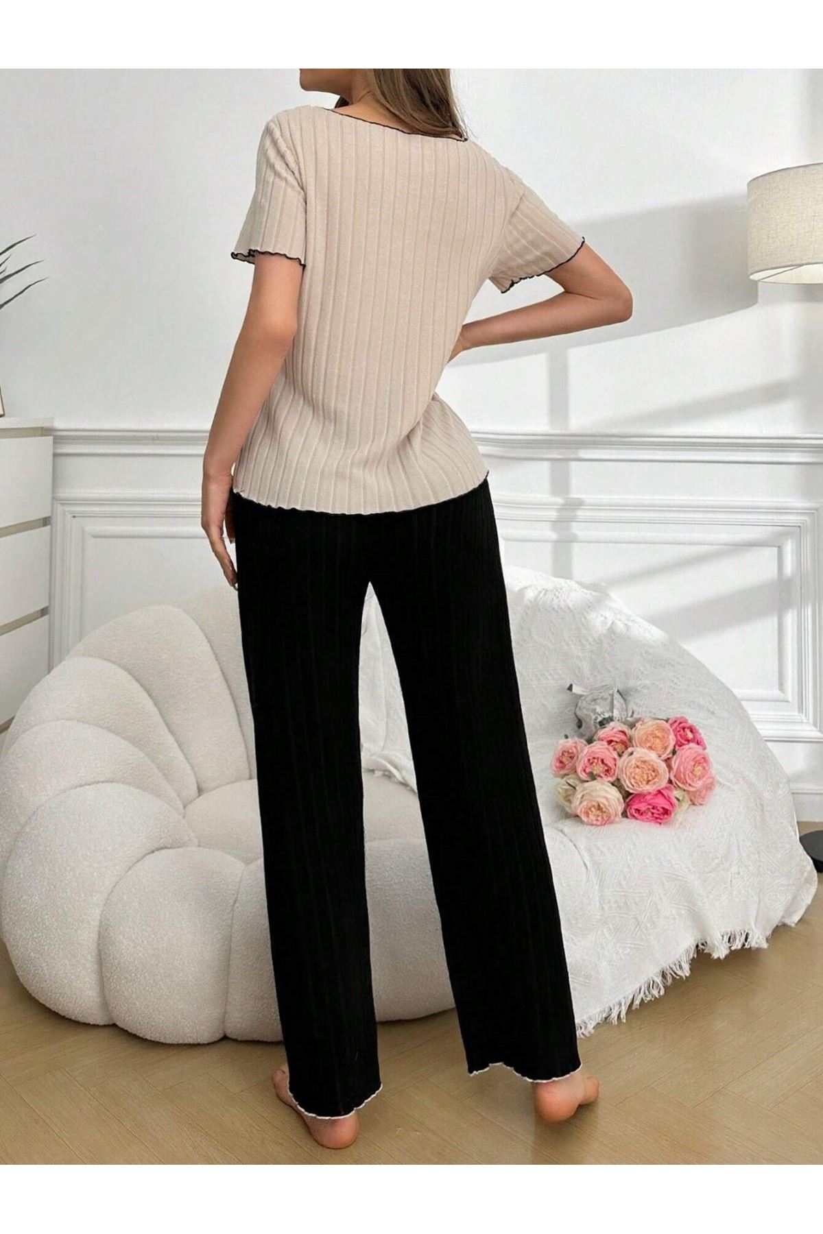Kurdale Detaylı Kısa Kollu Pijama Takım