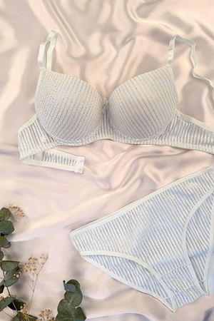 Simli Destekli Sütyen Takım Ekru