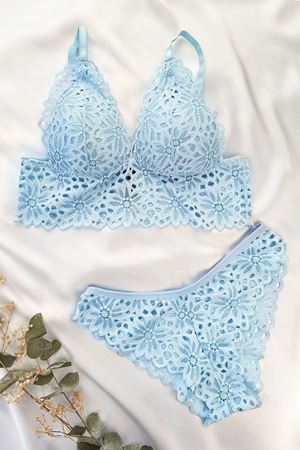 Desteksiz Bralet Sütyen Takım Bebe Mavisi