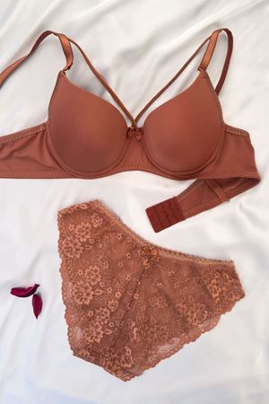 Yarım Destekli İpli Sütyen Takım Bakır