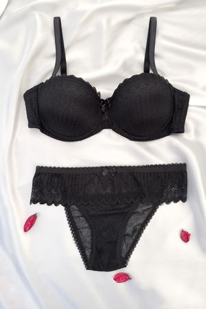 Destekli Straplez Sütyen Takım Siyah