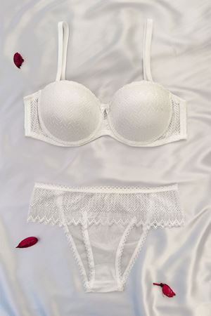 Destekli Straplez Sütyen Takım Ekru