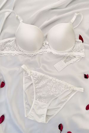 Destekli Mikro Parlak Sütyen Takım Ekru