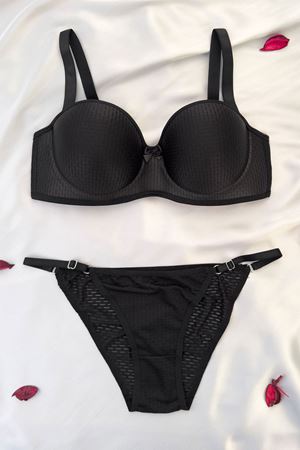 Desteksiz Yekpare Sütyen Takım Siyah
