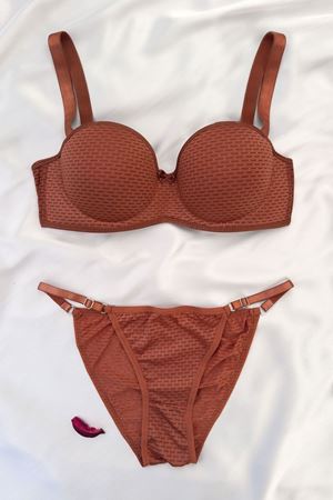 Desteksiz Yekpare Sütyen Takım Bakır