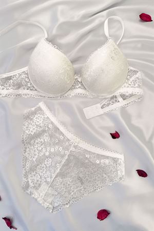 Desteksiz Dantelli Sütyen Takım Ekru