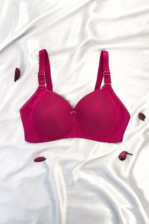 Desteksiz Puantiyeli Sütyen Vişne