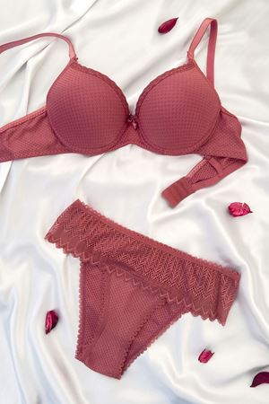 Desteksiz Jakarlı Sütyen Takım Gül Kurusu