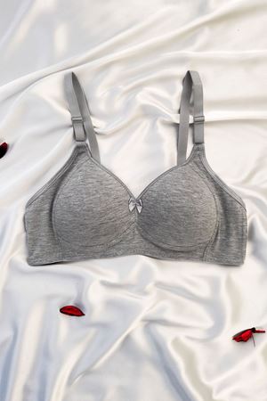 Desteksiz Silikonlu Sütyen Gri