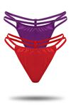 Çift İpli Saten Tanga 2'li Set Kırmızı-Mor