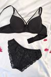 Yarım Destekli İpli Sütyen Takım Siyah