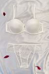 Destekli Straplez Sütyen Takım Ekru